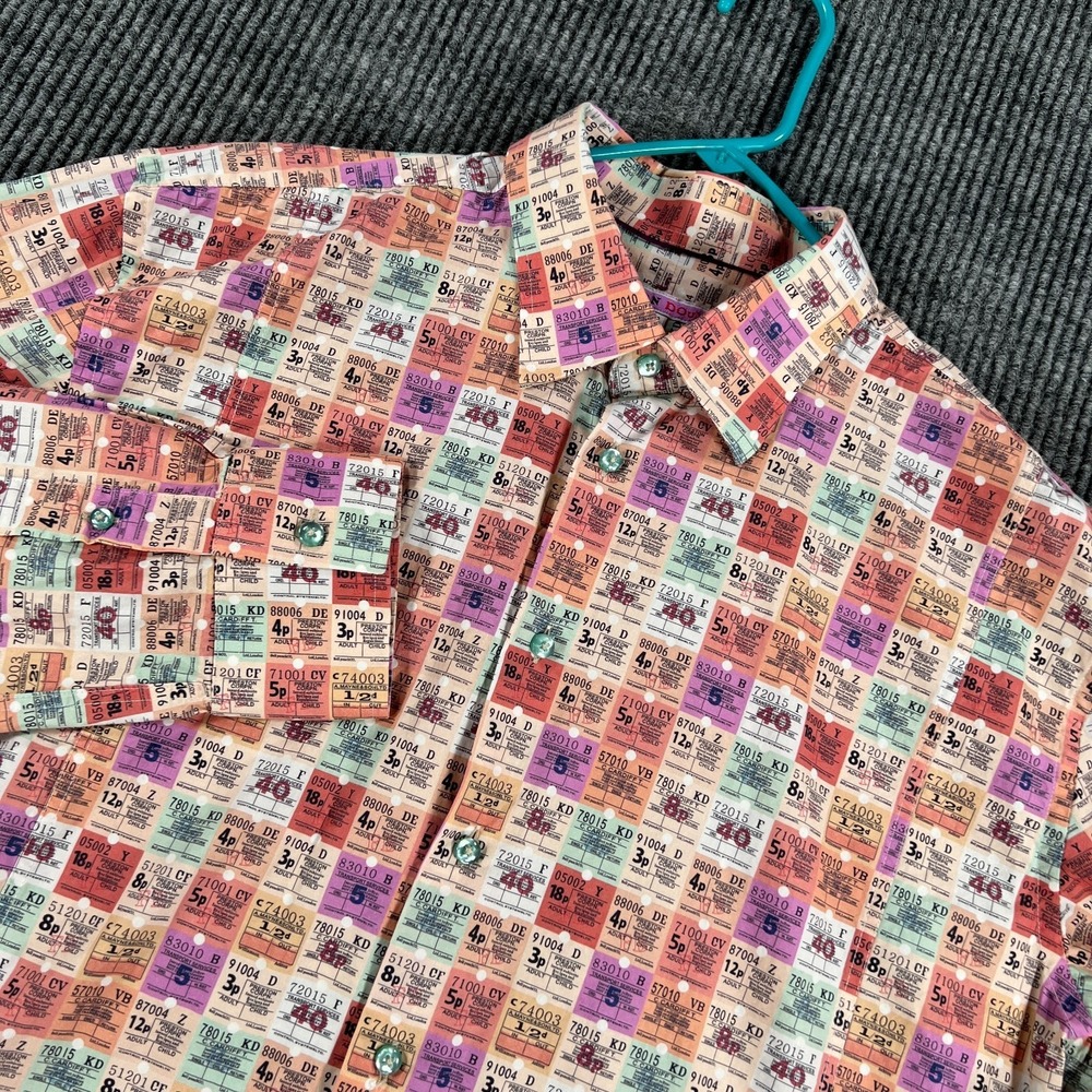 Coton Doux Shirt Mens XL 17/43 Multicolor Graphic Long Sleeve Button Up Designer